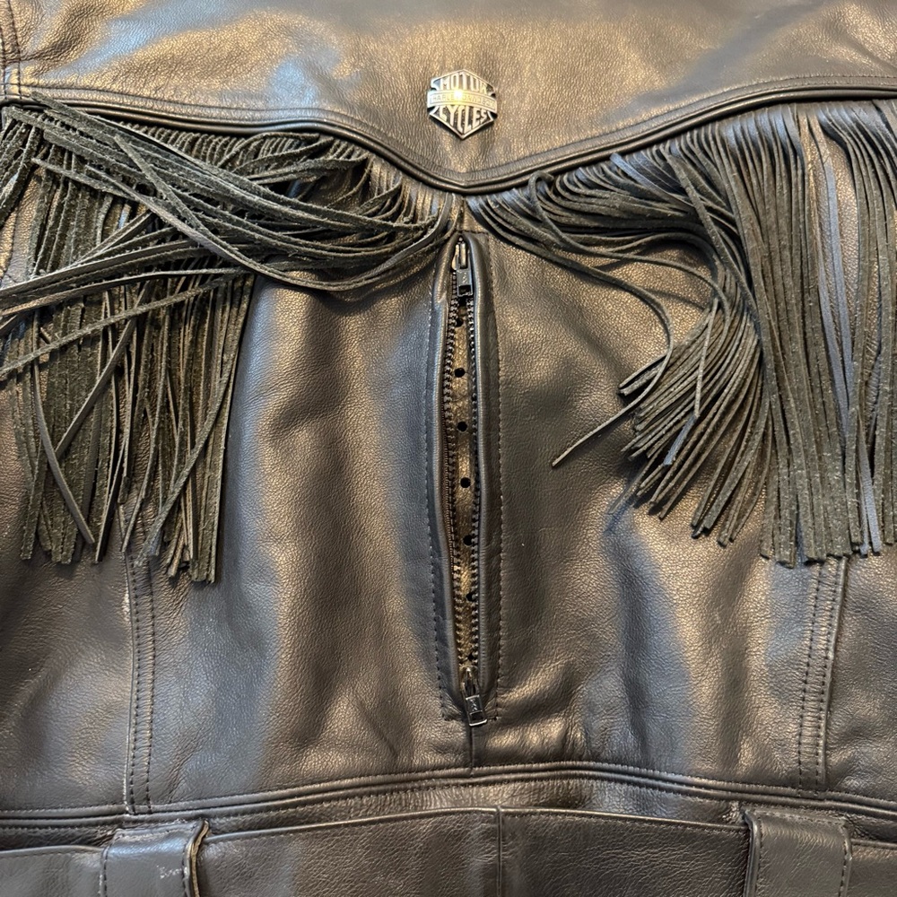 Vintage Harley Davidson Leather Jacket with Fringe Womens size Large - Picture 16 of 16